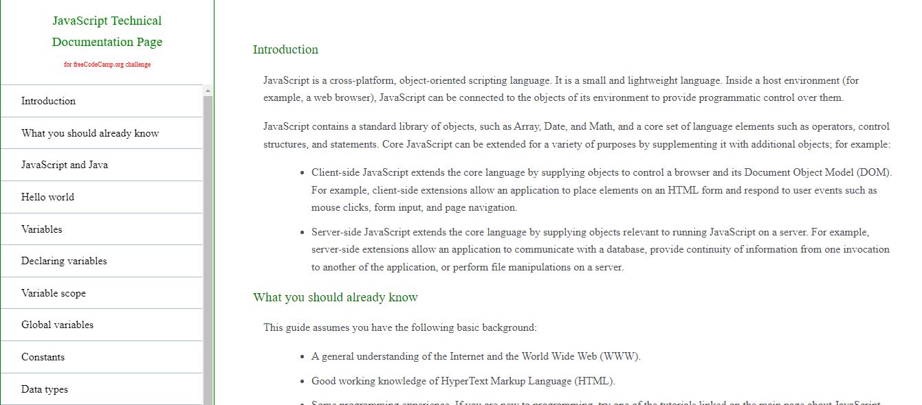 my third project - Technical Documentation Page